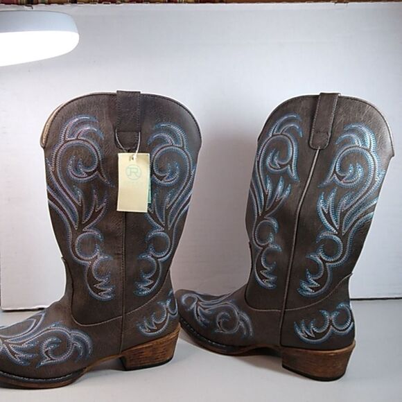NWT Roper Cowgirl Boots women's 10 man-made materials Countrycore Granny Chic - Picture 3 of 9